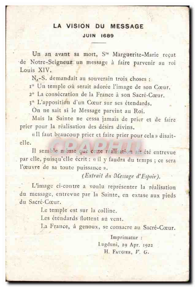 Image Un Temple Une Consecration Un Etendard La vision du message Juin 1689 — Verso