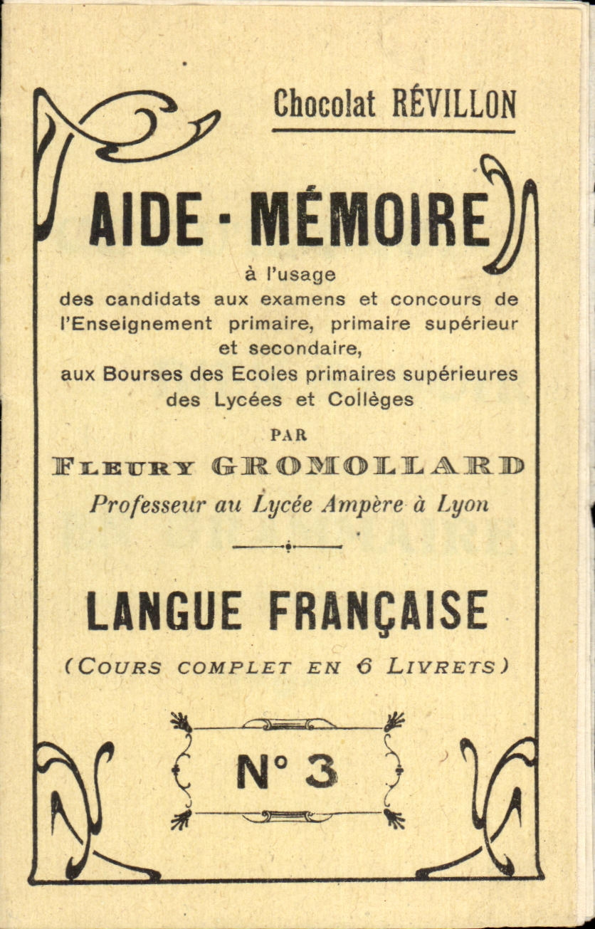 Image Aide Memoire Langue Francaise Chocolat Revillon Fleury Gromollard Lycee Ampere Lyo