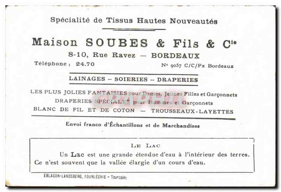 Image Le Lac Soubes et Fils Rue RAvez Bordeaux  — Back