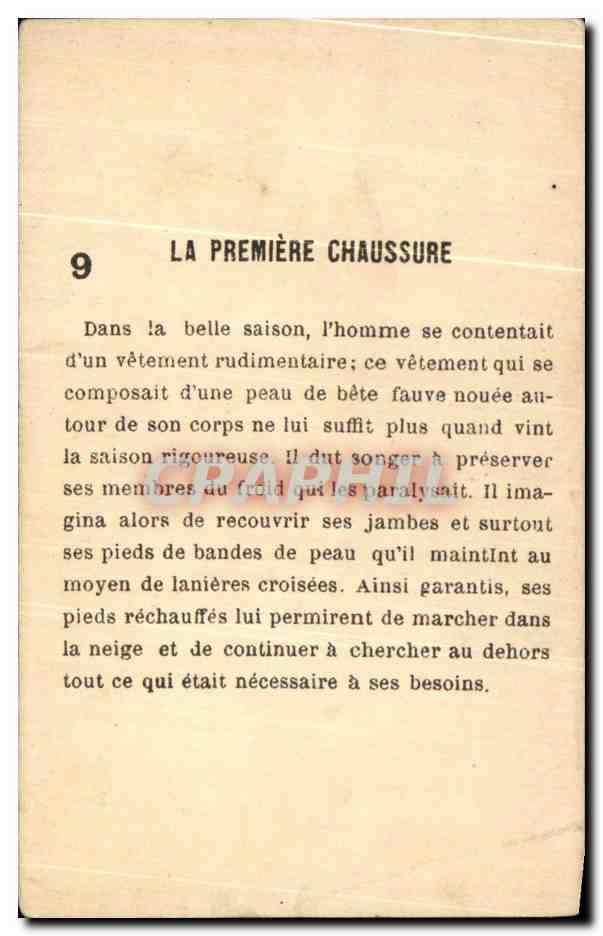 Chromo La Premiere Chaussure prehistoire — Rückseite