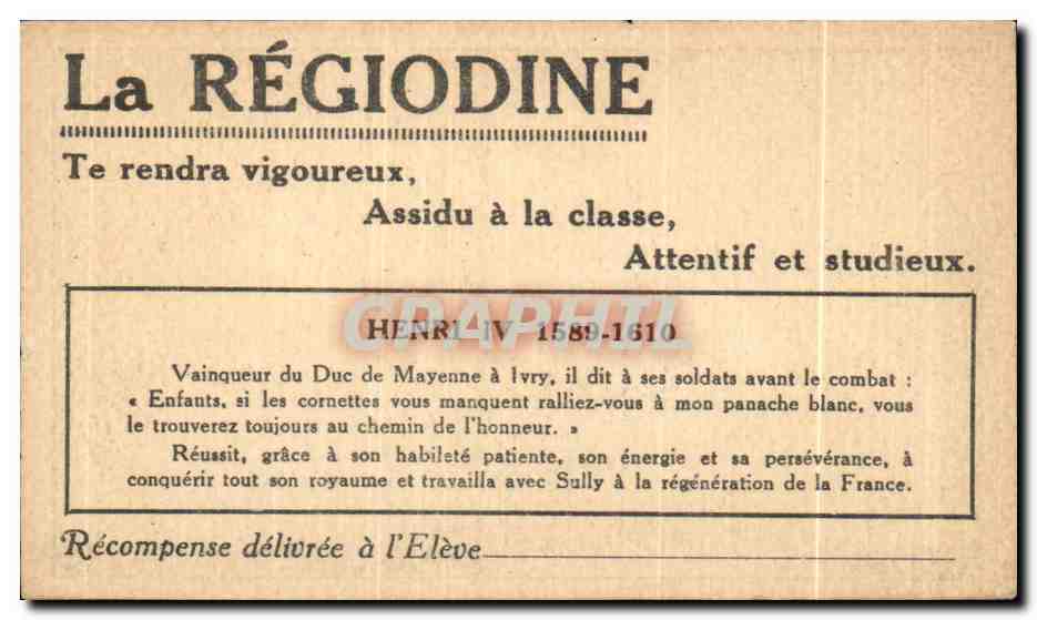Image La Regiodine Te rendra Vigoureux Henri IV — Rückseite