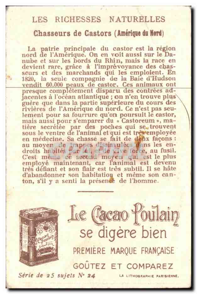 Chomo Exigez Le Choclat Poulain Orange Chasseurs de castors Amerique du Nord  — Rückseite