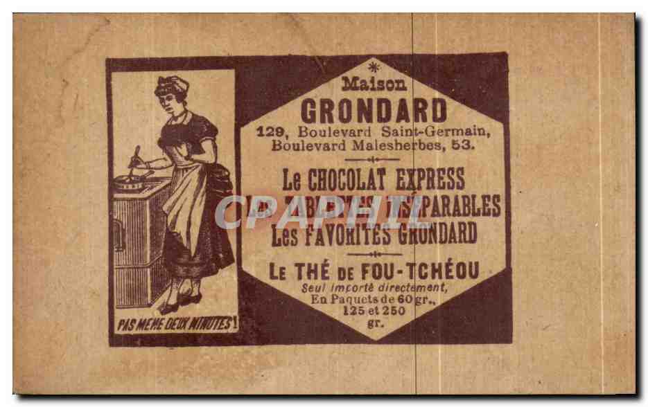 Chromo Chocolat Grondard Boulevard Saint Germain Paris The de Fou Tcheou Chine enfant — Rückseite