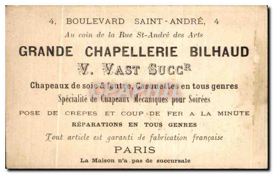 Chromo De Faction Apres Une Pre miere Reconnaissance Chapellerie Bilhaud Vast Militaria — Rückseite