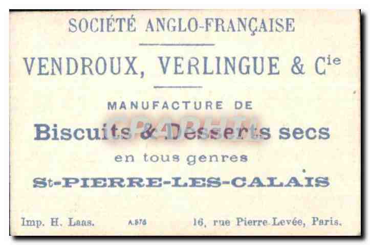Image Biscuits De Calais VEndroux Verlingue St Pierre les Calais — Verso