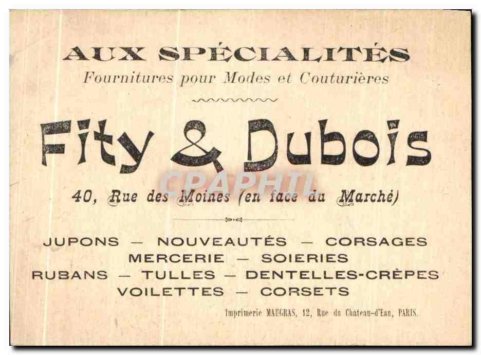 Image Margyl Fleuron Fity et Dubois Rue des Moines  — Verso