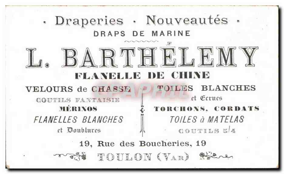 Chromo Vous me trouvez mechant Madame Barthelemy Flanelle de Chine Rue des Boucheris Toulon Eventail — Verso