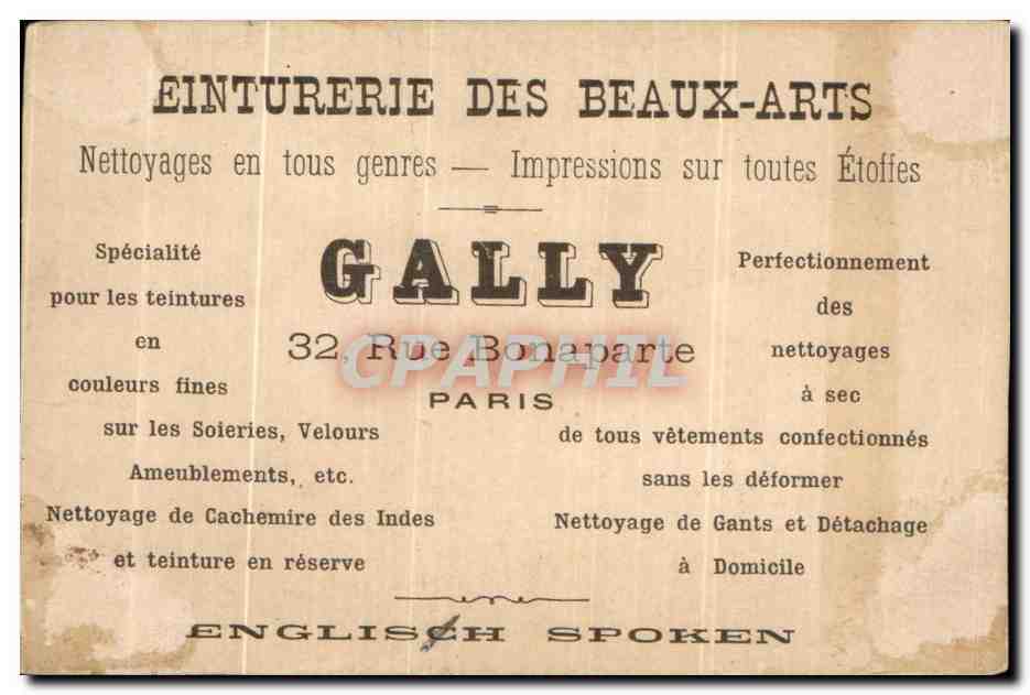 Chromo Teinturerie Des Beaux Arts Gally Rue Bonaparte Paris Enfants Mariage  — Rückseite