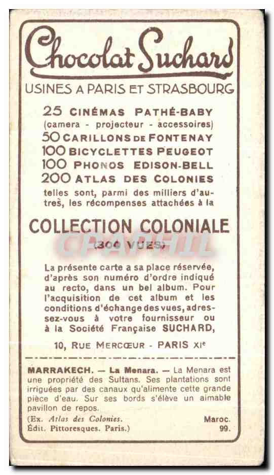 Image Marrakech La Menara Collection Des Chocolats Suchard — Verso