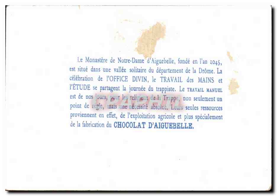 Chromo Le Monastere de Notre Dame d'Aiguebelle Fleurs — Rückseite