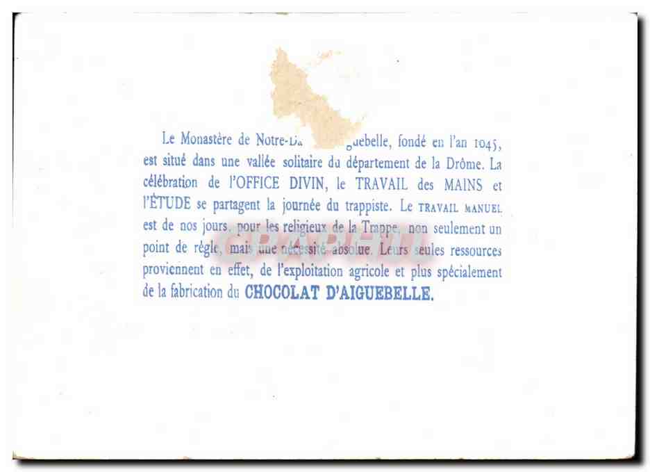 Chromo Le Monastere de Notre Dame d'Aiguebelle  — Verso