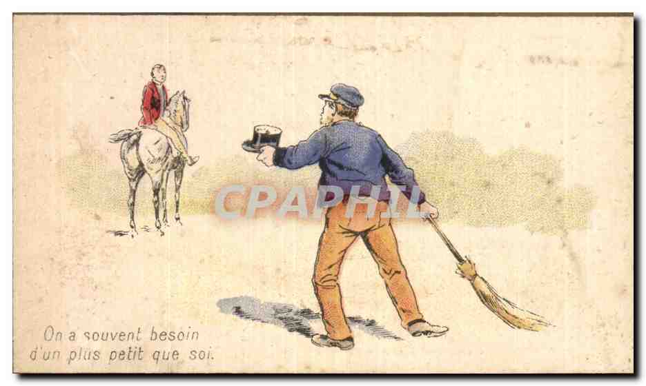 Chromo On a Souvent Besoin d'un Plus Petit que soi A Francois Bas bleus Ganterie Leduc Faubourg Montmartre Paris Cheval