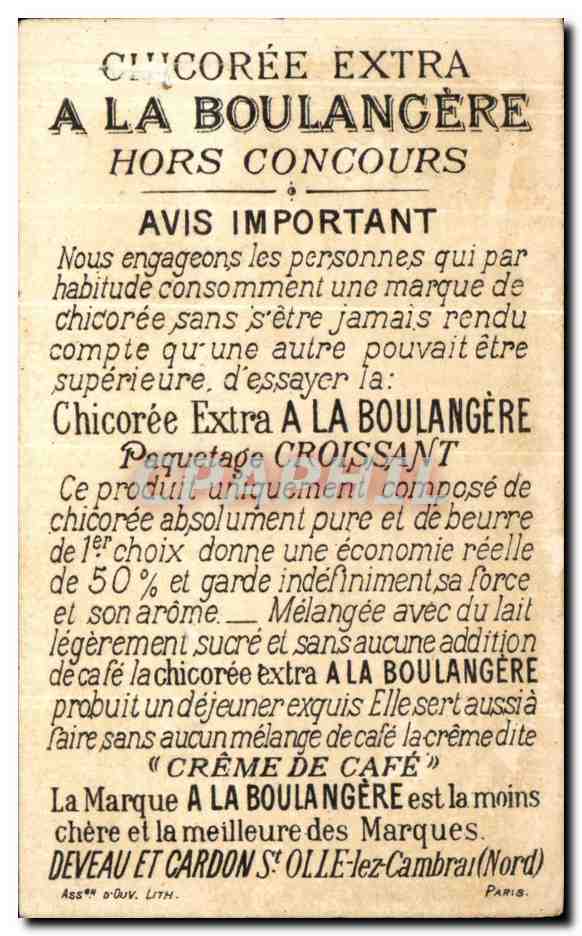 Chromo Equilibre Deplace Ane Mile Attelage Chicoree a la boulangere — Rückseite