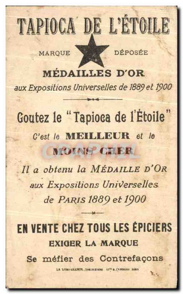 Chromo Tapioca De L'Etoile Medaille Exposition Universelle de 1889 palais du costume  — Rückseite