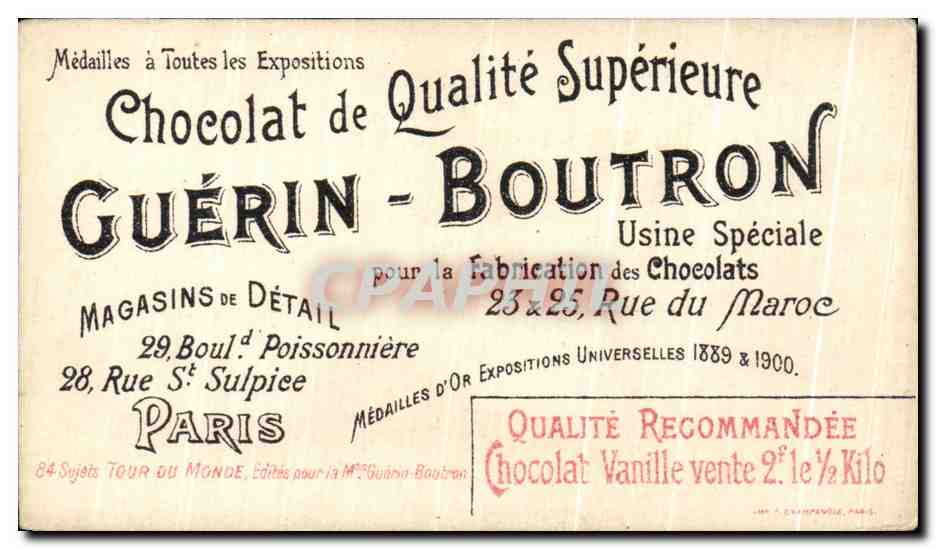 Chromo Le tour Du Monde En Etapes Chocolat Guerin Boutron Grece Athenes  — Rückseite