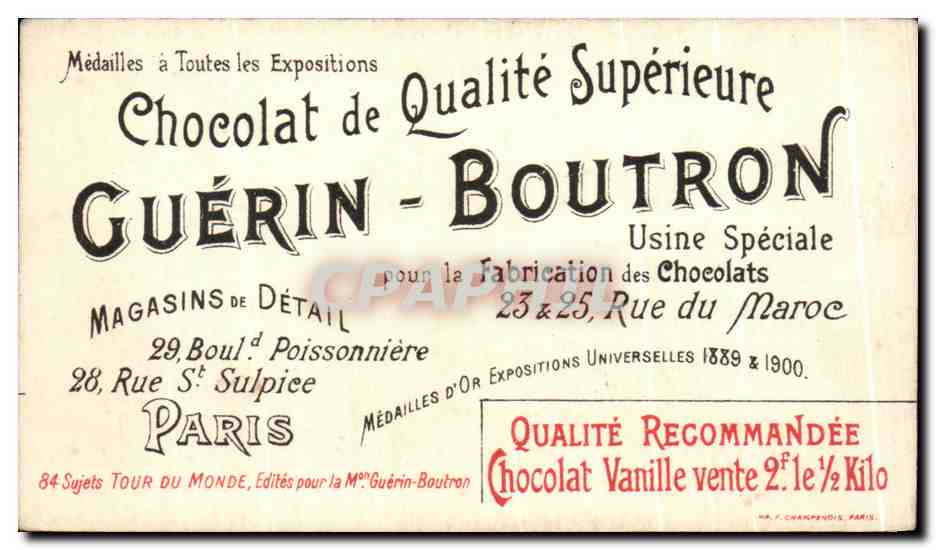 Chromo Le Tour Du Monde En Etapes Chocolat Guerin Boutron A Florence le vieux palais  — Rückseite
