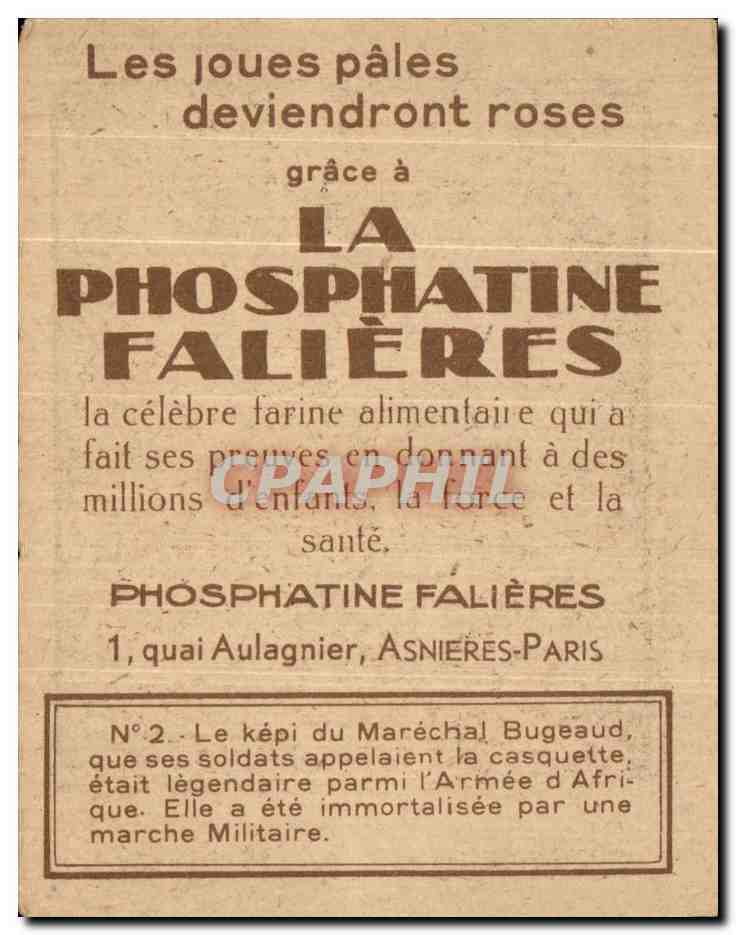 Image Phosphate Falieres La Casquette De Bugeaud Militaria Trompette  — Verso