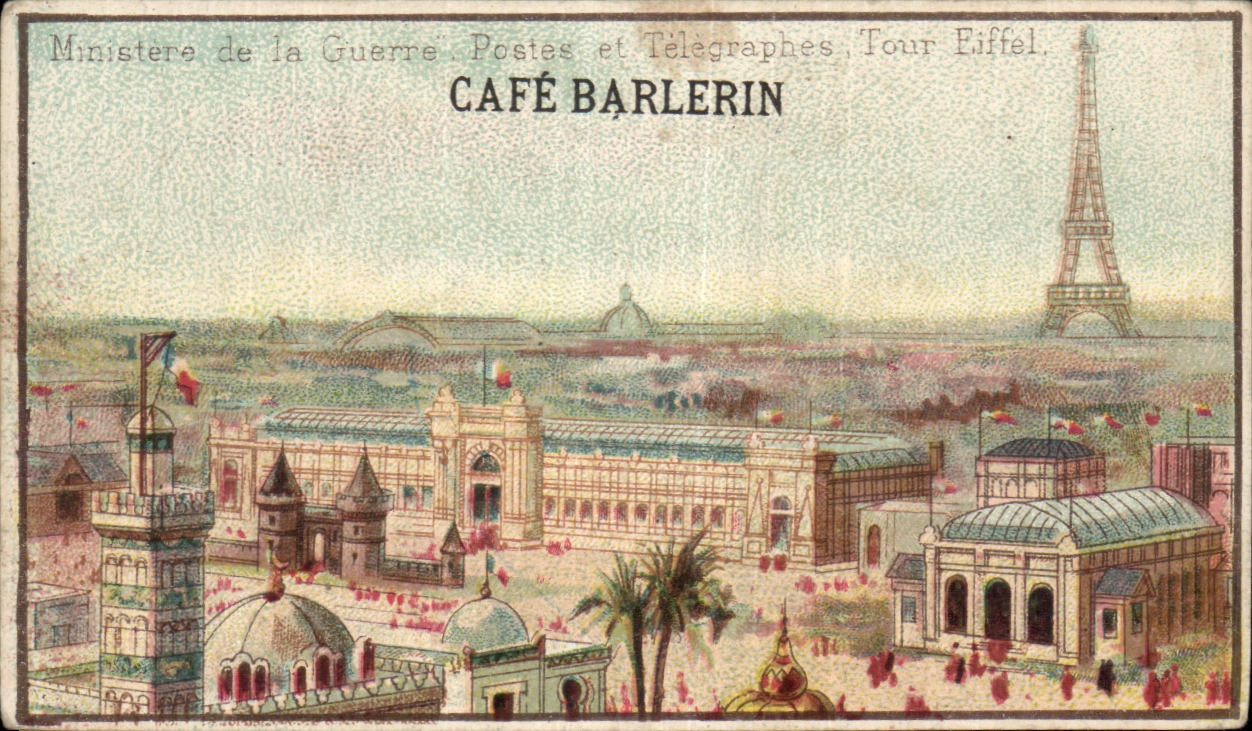 Chromo Ministere De La Guerre Postes Et Telegraphes Tour Eiffel Cafe Barlerin Paris 