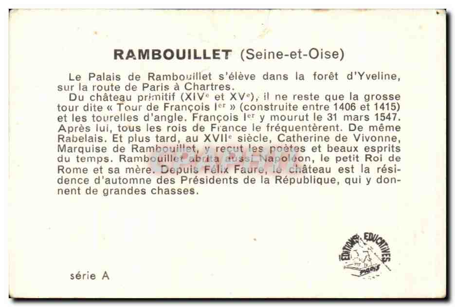 Image Chateau de Rambouillet  — Rückseite