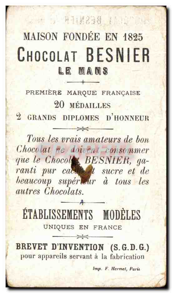 Chromo Chocolat Besnier Le Mans Costumes A travers Les ages carolingiens  — Verso