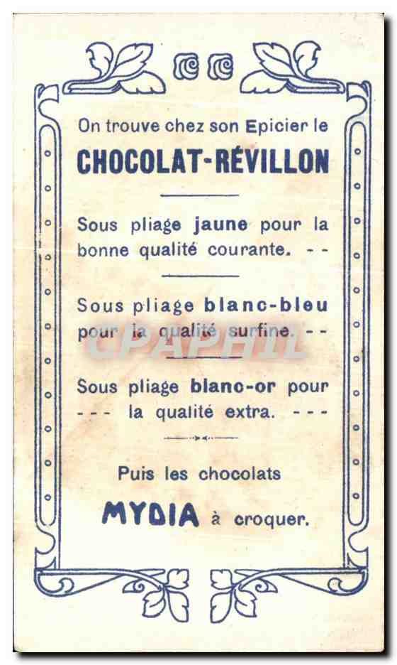 Image Chocolat Revillon Le Theatre A Travers Les Ages En Grec Danseur bouffe Et Musiciennes — Back