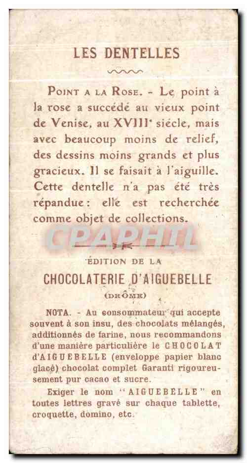 Chromo Chocolat D'Aiguebelle Point A La Rose Femme Dentelle — Verso