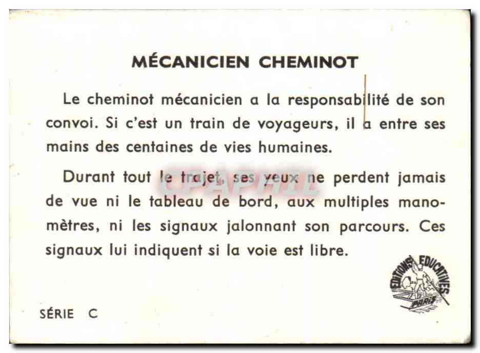 Image Mecanicien Cheminot Train  — Back