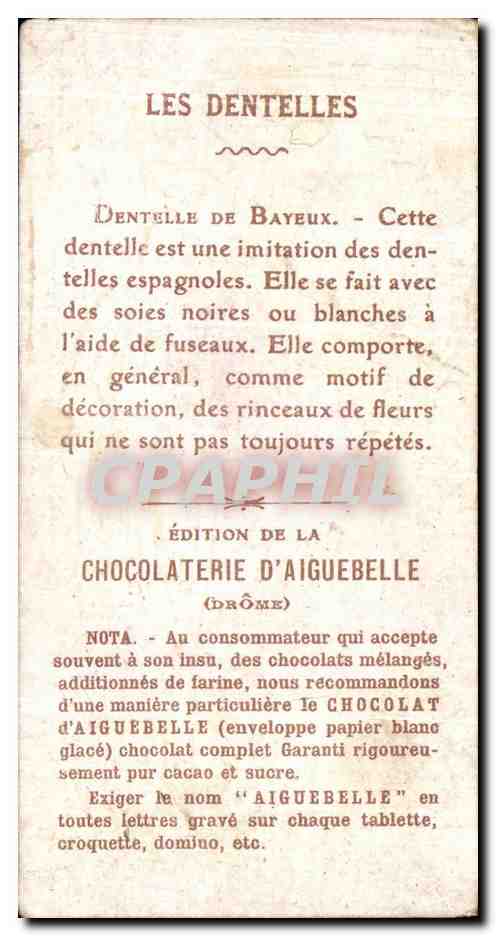 Chromo Chocolat D'Aiguebelle Dentelle De Bayeux Folklore  — Rückseite