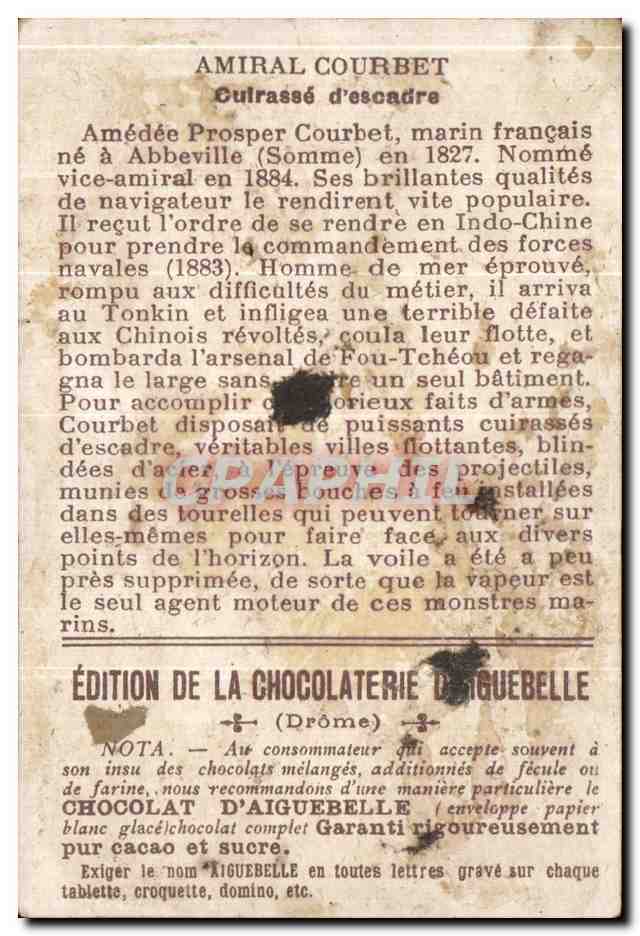 Chromo Cuirasse D'Escadre Bateau chocolat d'Aiguebelle — Rückseite