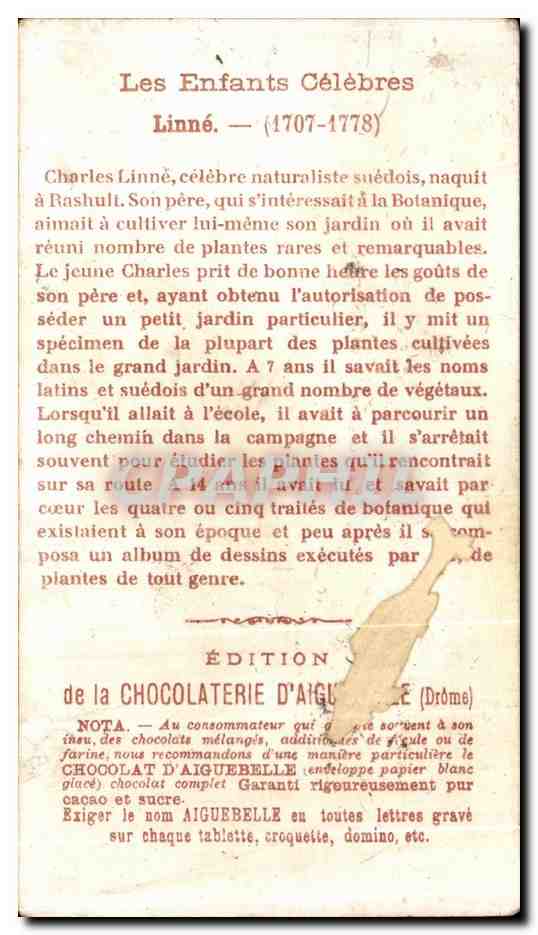 Chromo Edition de la Chocolaterie D'Aiguebelle (Drome) Line  — Back