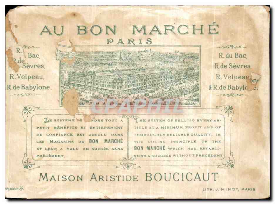Chromo Au Bon Marche Paris Maison Aristite boucicaut — Verso