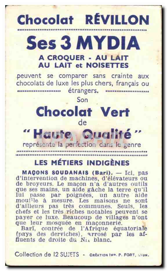 Image Chocolat Revillon Les Metiers Indigenes Macons soudanais Soudan — Verso