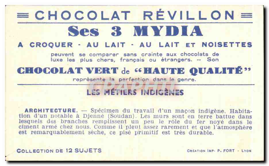 Image Chocolat Revillon Architecture Habitation Djenne Soudan — Back