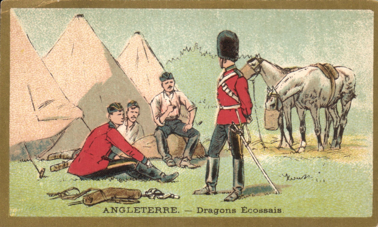 Chromo Angleterre Dragons Ecossais cheval Militaria 