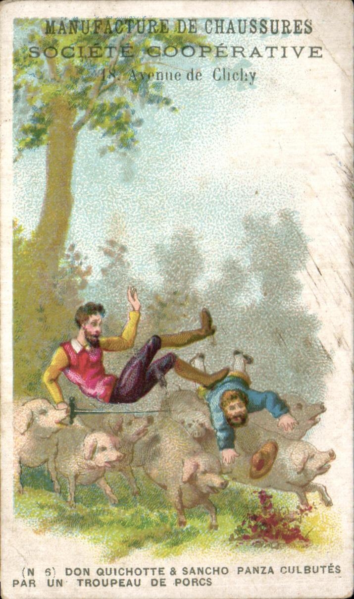 Chromo Societe Cooperative Don Quichotte a Sancho Panza Cochons 