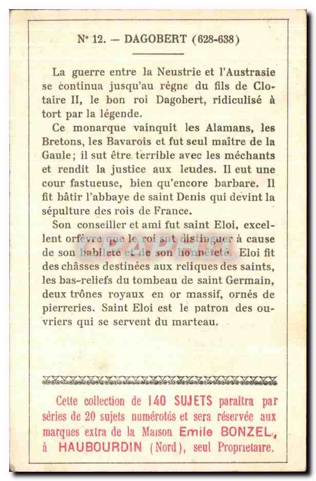 Image Dagobert 1er Roi de France — Verso