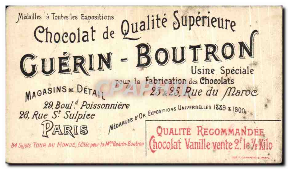 Chromo Le Tour Du Monde En 84 Etapes Chocolat Guerin Bouteon le Kremlin a Moscou Russie  — Back