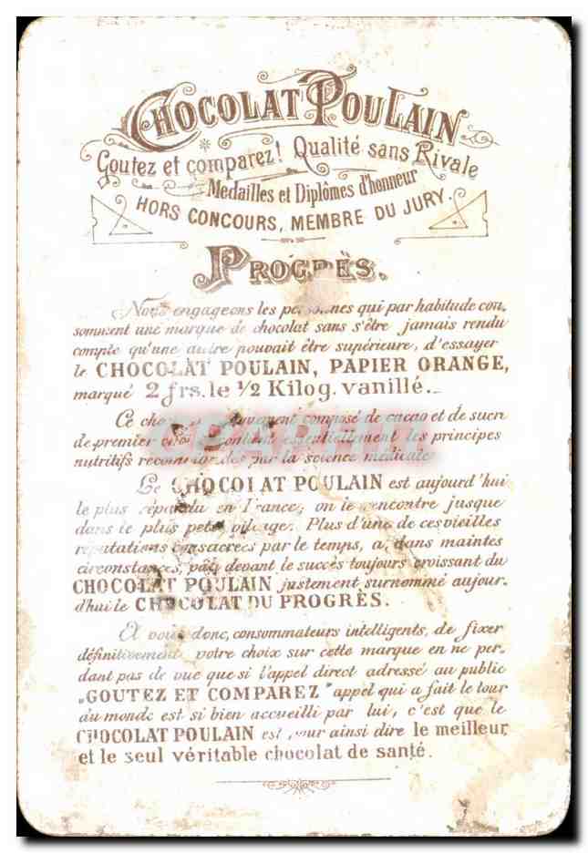 Chromo Chocolat Poulain Oiseau Hirondelle — Rückseite