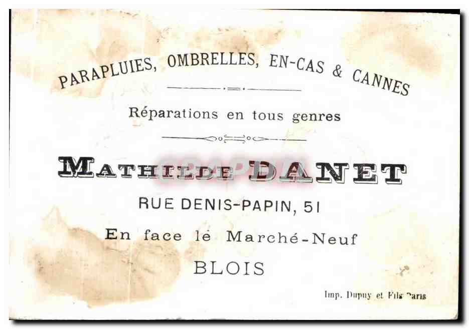 Chromo Mathilde Danet rue Denis Papin Marche Neuf Blois Escargot  — Rückseite