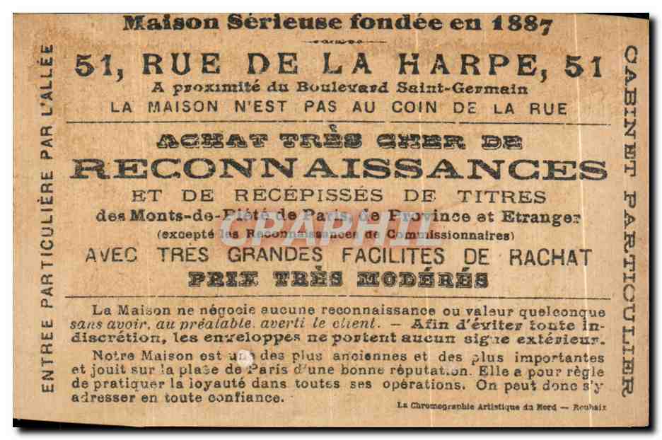 Chromo Rue de La Harpe a Proximite du Boulevard Saint Germain Paris  — Rückseite