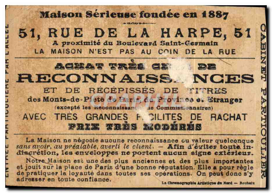 Chromo Rue de la Harpe Paris Professeur Enfant  — Verso