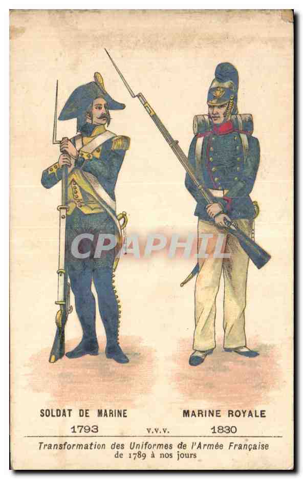 Chromo Soldat De Marine Marine Royale Transformation des Uniformes de l'Armee Francaise de nos jours Militaria