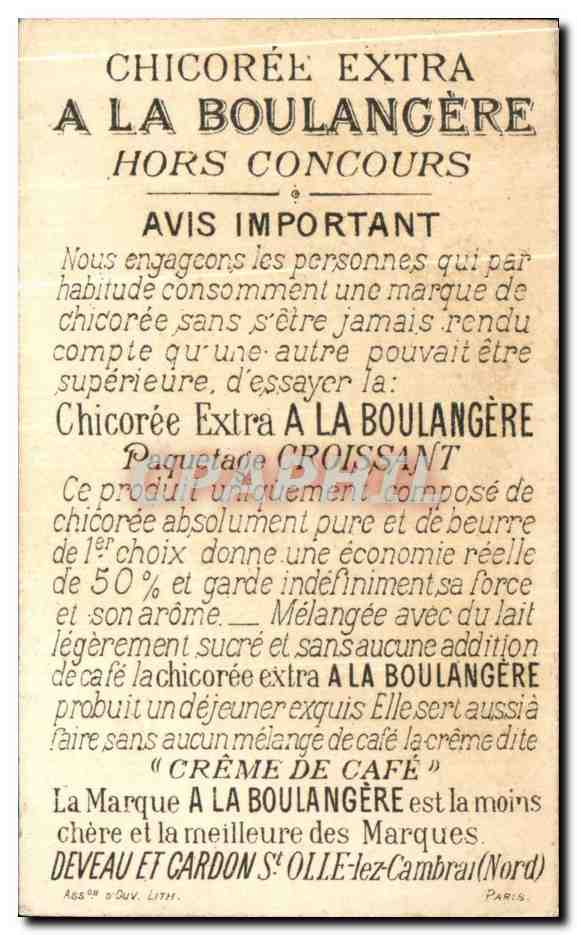 Chromo Ernemie du rouge Chevre Chicoree A la Boulangere — Rückseite