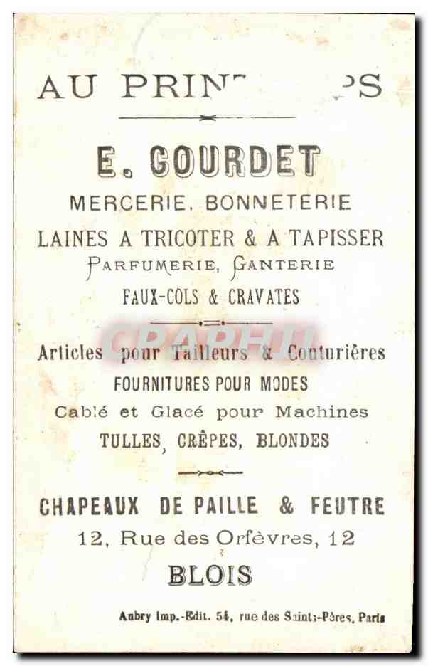 Chromo E Courdet Mercerie Accent Tunisien Tunisie Rue des Orfevres Blois  — Rückseite