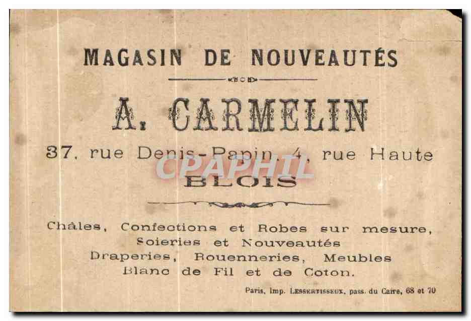Chromo Magasin De Nouveautes Carmelin Blois — Back