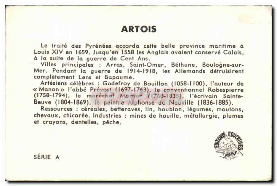 Image Artois Le Traite des Pyrenees Folklore — Verso