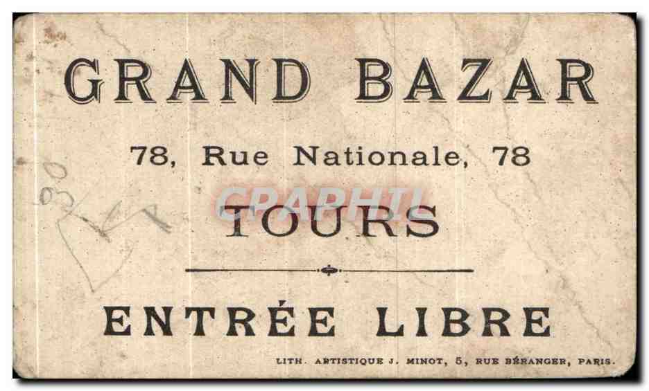 Chromo Grand Bazar Rue Nationale Tours V — Rückseite