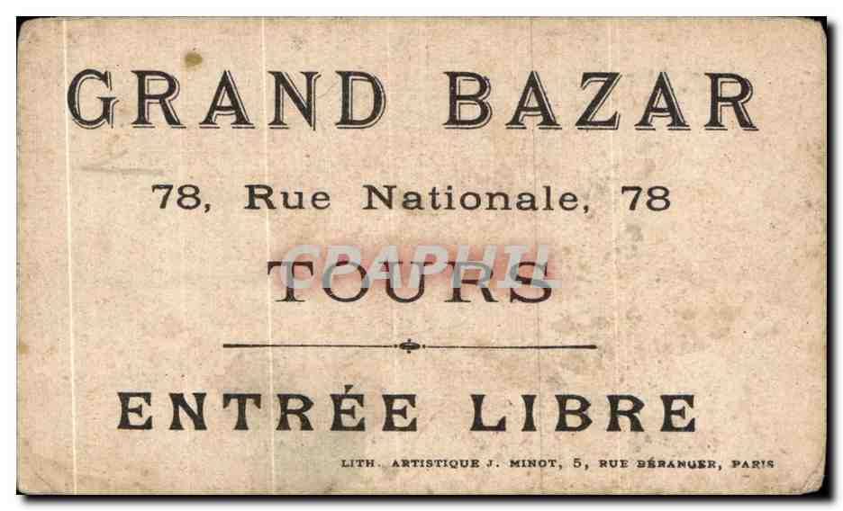Chromo Grand Bazar Rue Nationale Tours Vous etes bien aimable Lapin Couple — Rückseite