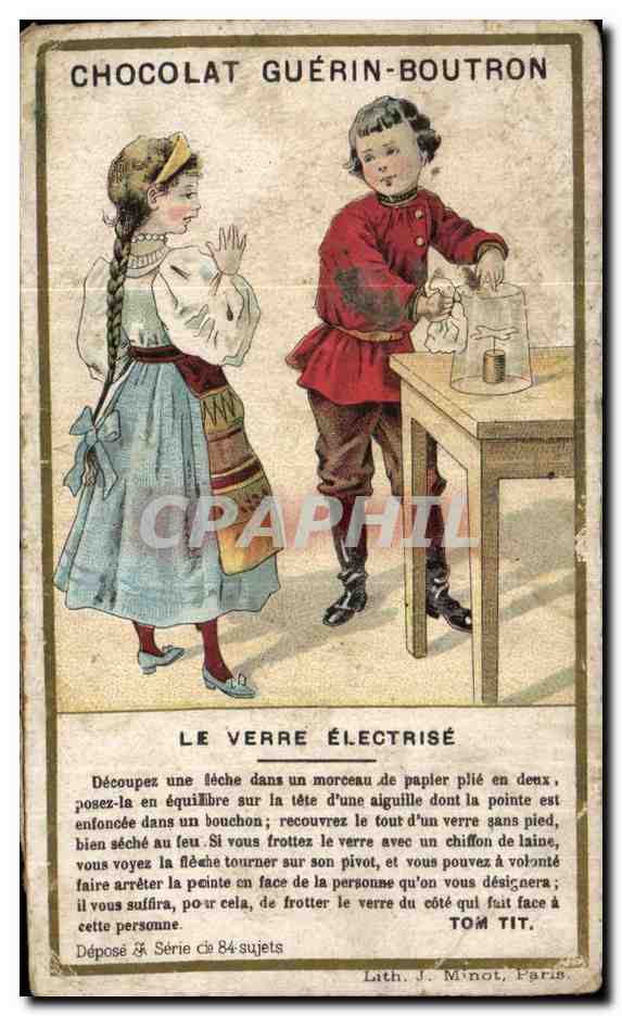 Chromo Chocolat Guerin Boutron Le Verre electrise Paris Enfants