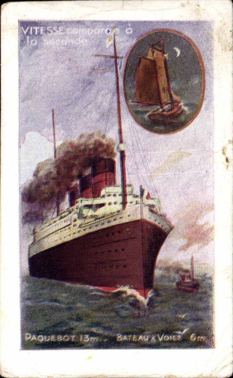 Chromo Paquebot Bateau a voile 